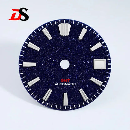 28.5mm Blue Gold Sands Dial Blue Lume Modified Stone for NH34GMT Movement Watch Accessories