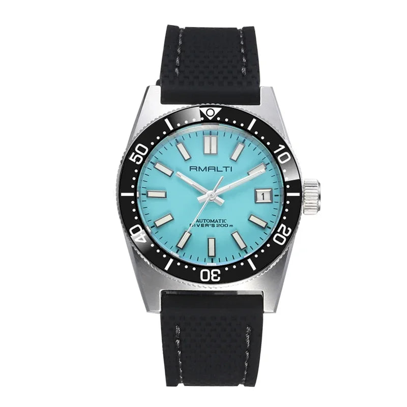 RMALTI 62MAS 40mm Watch Sunburst Dial Men's Watch Nh35 Automatic Mechanical Waterproof Blue Luminous Ceramic Bezel 200M