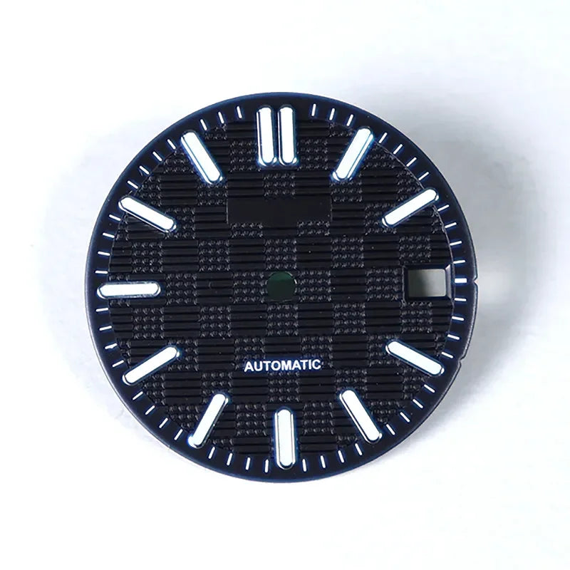 NH35 Dial 28.5mm Engineer Watch Face Blue Luminous Custom Logo for NH35/NH36 Movement