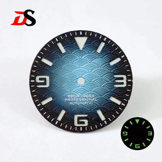 28.5mm 369 Dial No Date Wave Dial NH38 Movement Blue Lume