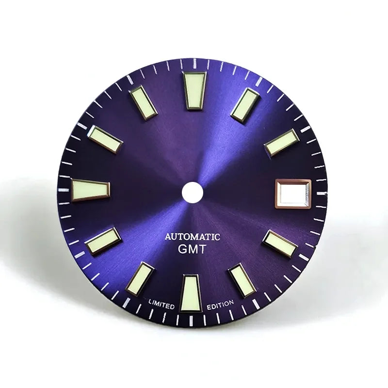 28.5mm Sunburst Dial Green Lume NH34GMT Movement  Modified Watch