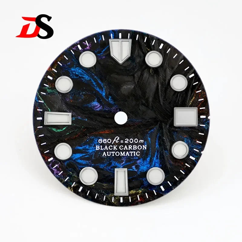 Carbon Fiber Dial Rich Color Lava BWG9 C3 Lume for NH35 Movement 3o'clock Date/No Date 28.5mm