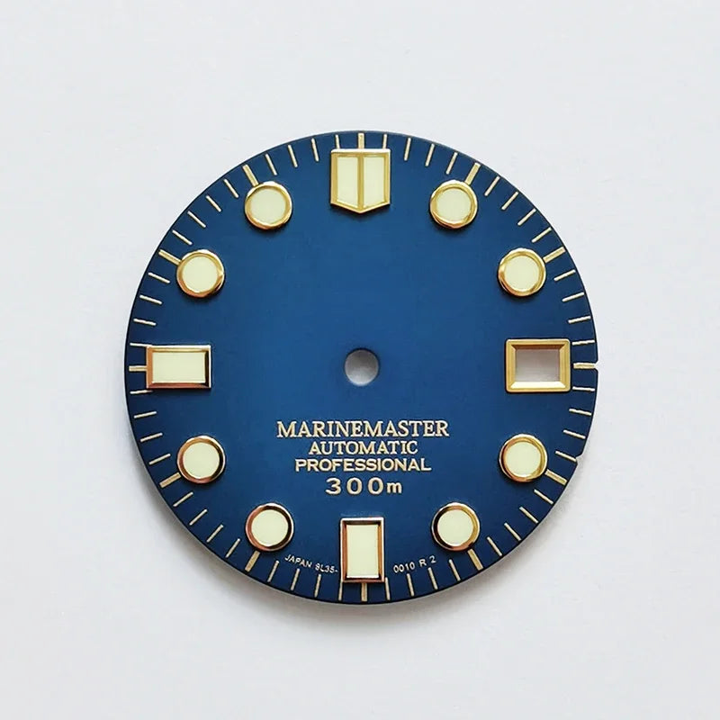 Gold Marinemaster MM Index Dial BGW9 C3 Lume for NH35NH36 Movement 28.5mm