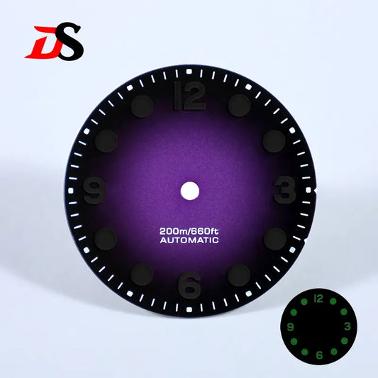 28.5mm Retro 369 Number Dial Gradient Matte Dial Black Lume for NH35NH38 Movement No Date Dial