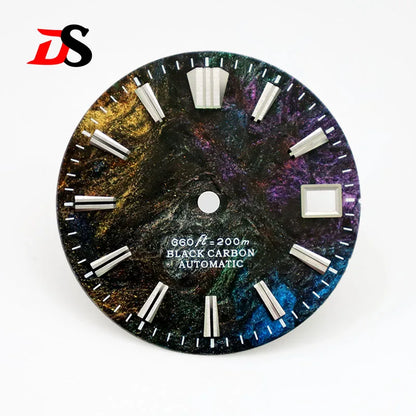 28.5MM Lava Carbon Fiber Dial No Lume for NH35 NH36 Movement No Date/3 o'clock Date