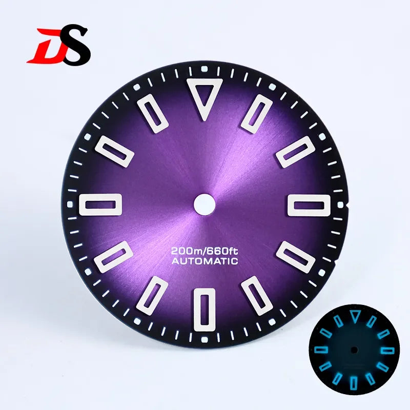 Sunburst 28.5mm Dial Hollow Index BGW9 Lume for NH35/ETA2824/MIYOTA 9015 Movement No Date