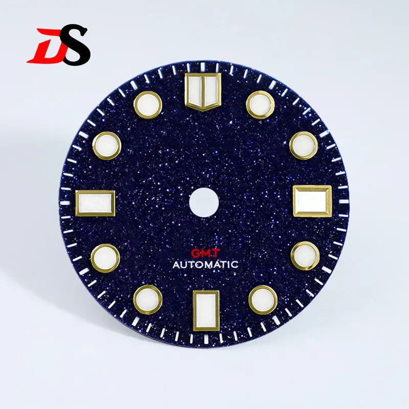 Blue Gold Sands Dial 28.5mm BGW9 C3 Lume Blue Gold Stone Sands for NH34GMT Movement Watch Parts