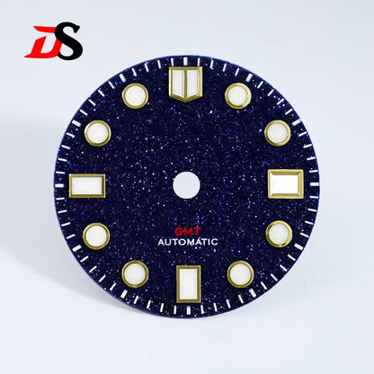 Blue Gold Sands Dial 28.5mm BGW9 C3 Lume Blue Gold Stone Sands for NH34GMT Movement Watch Parts