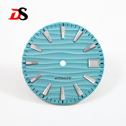 28.5mm Wave Dial Green/Blue Lume 3 O'clock Date NH35 NH34