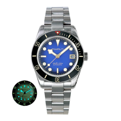 RIMALTI 38mm 62GS Men's Watch 316L Stainless Steel Strap100 Meters Waterproof Retro C3 Lume NH35 Automatic Mechanical Movement
