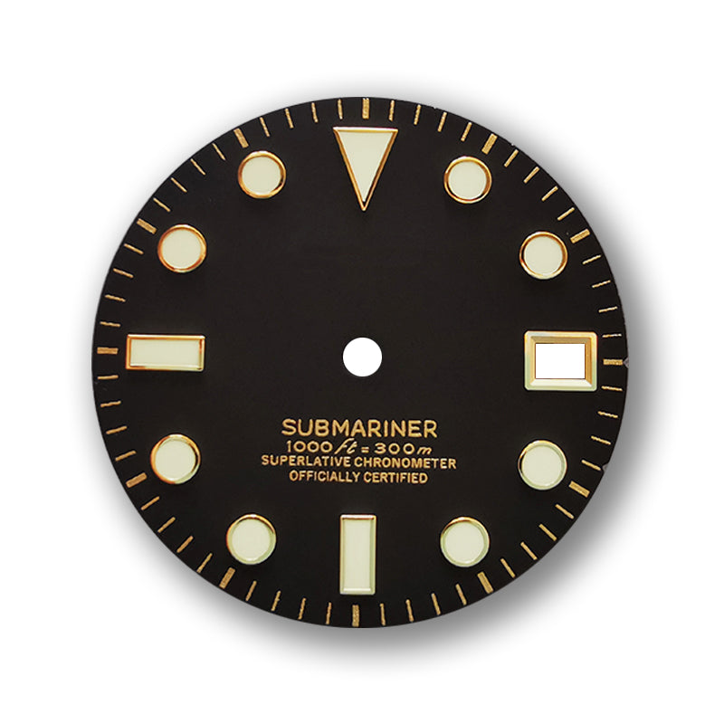 Gold Index Sunburst SUB Dial Mod BGW9 C3 Lume Dial NH35NH36 Movement 28.5mm