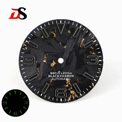 28.5mm Carbon Fiber Dial 369 Dark Green Lume Fit NH35 NH36 Movement