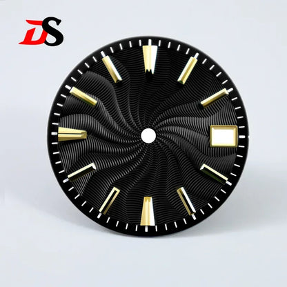 Black Guilloche Dial 28.5mm Gold Index No Lume NH35 Sterile NH34 NH38