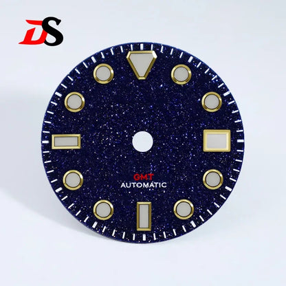 28.5mm Blue Gold Sands Dial Blue Lume Modified Stone for NH34GMT Movement Watch Accessories