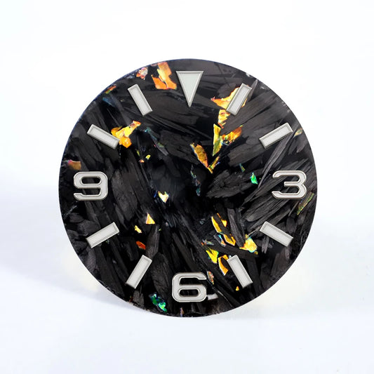 Carbon Dial 369 Blue Lume Silver Index Fit NH35 NH36 Movement  28.5mm