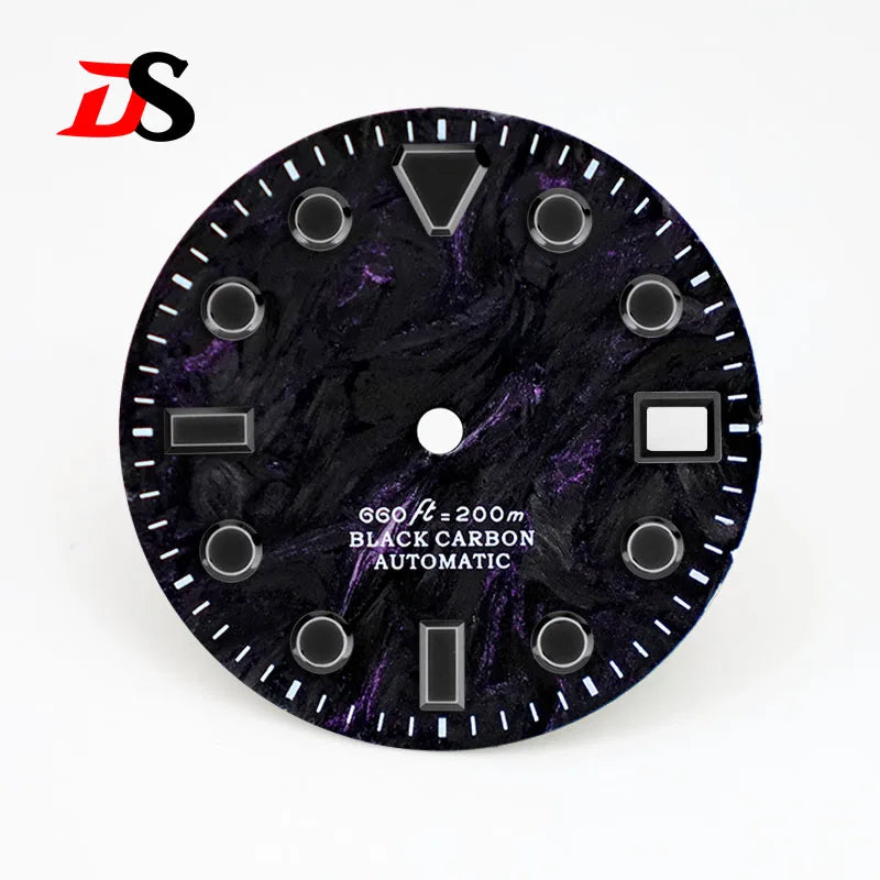 28.5MM Dial Rich Color Lava Carbon Fiber Dial Black Lume High Quality for NH35 Movement No date/3o'clock date