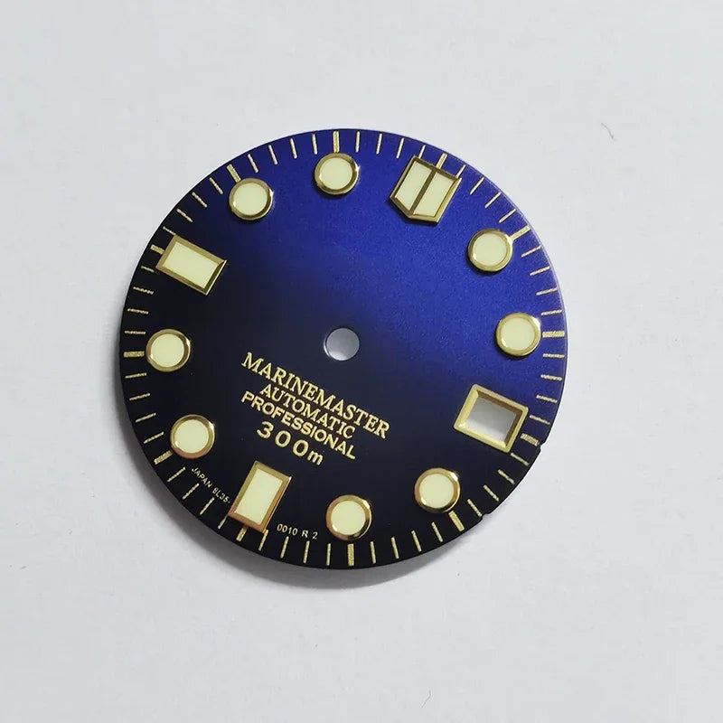 Gold Marinemaster MM Index Dial BGW9 C3 Lume for NH35NH36 Movement 28.5mm