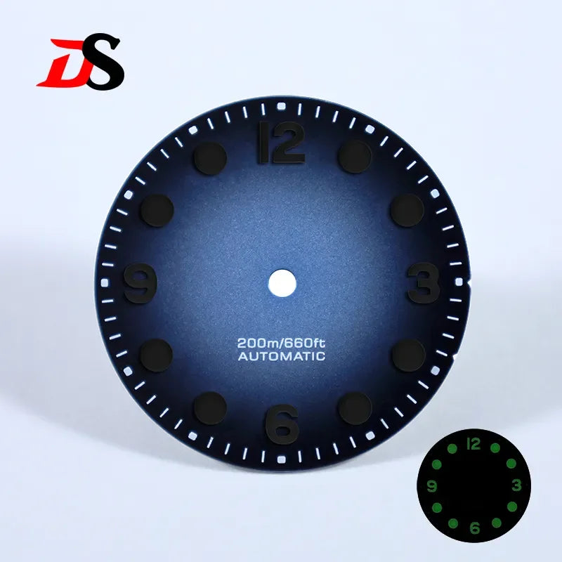 28.5mm Retro 369 Number Dial Gradient Matte Dial Black Lume for NH35NH38 Movement No Date Dial