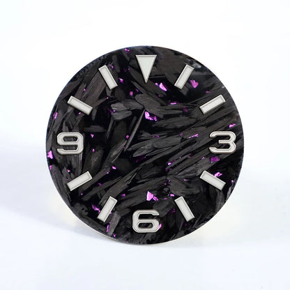 Carbon Dial 369 Blue Lume Silver Index Fit NH35 NH36 Movement  28.5mm