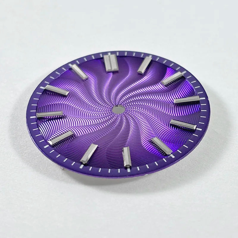 Guilloche Watch Dial 28.5mm No Lume NH35 Sterile Ice Blue Smoky Purple NH34 NH38 No Date