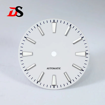 Sunburst Matte White No Date Dial for NH38 NH35 28.5mm Blue Lume