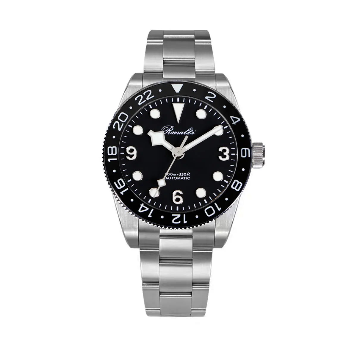 RMALTI 38.5mm Watch Retro Men's Matte Dial Sapphire Bubble Glass NH35 Mechanical Movement 10ATM