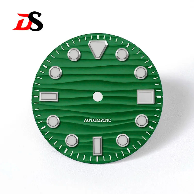 Sea Wave Dial 3.0 O'clock Date Black Lume Dark green glow NH35 28.5mm