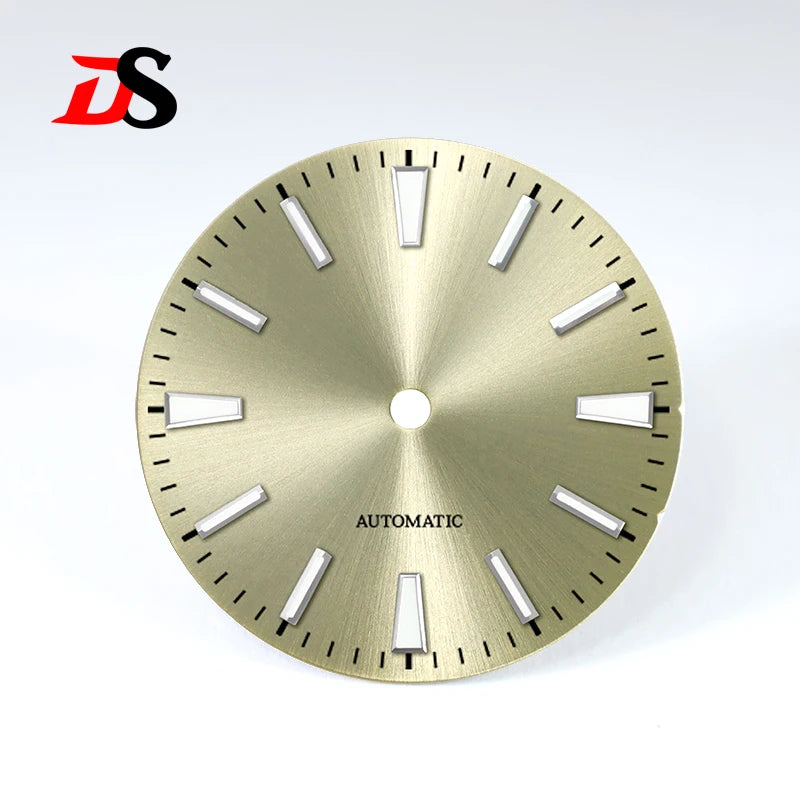 Sunburst Matte White No Date Dial for NH38 NH35 28.5mm Blue Lume