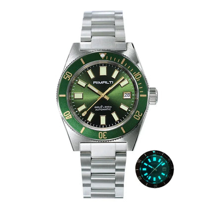 RIMALTI 62MAS 40mm Watch Sunburst Dial Classic Men's Watch Nh35 Automatic Movement Waterproof Luminous Sapphire Glass