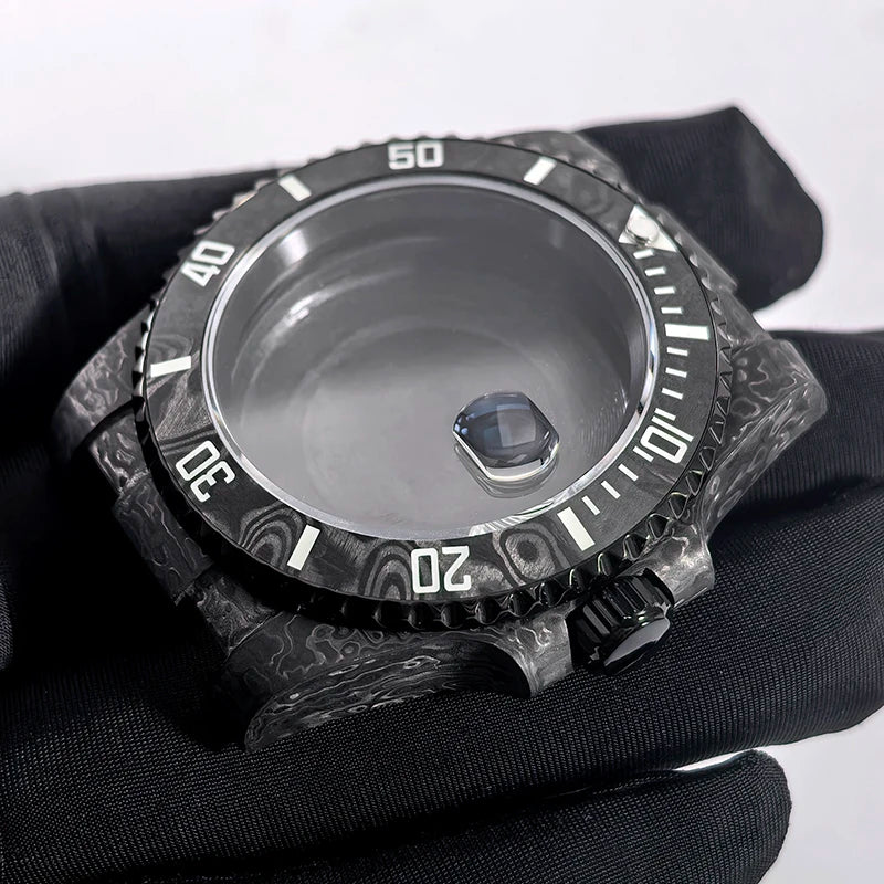 40.5mm Carbon Fiber SUB Diving Case Sapphire Glass for 3135 Movement 28.5-29mm Dial