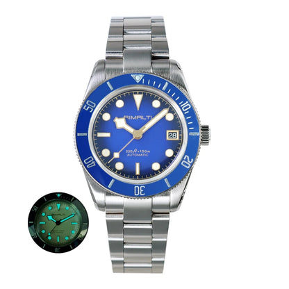 RIMALTI 38mm 62GS Men's Watch 316L Stainless Steel Strap100 Meters Waterproof Retro C3 Lume NH35 Automatic Mechanical Movement