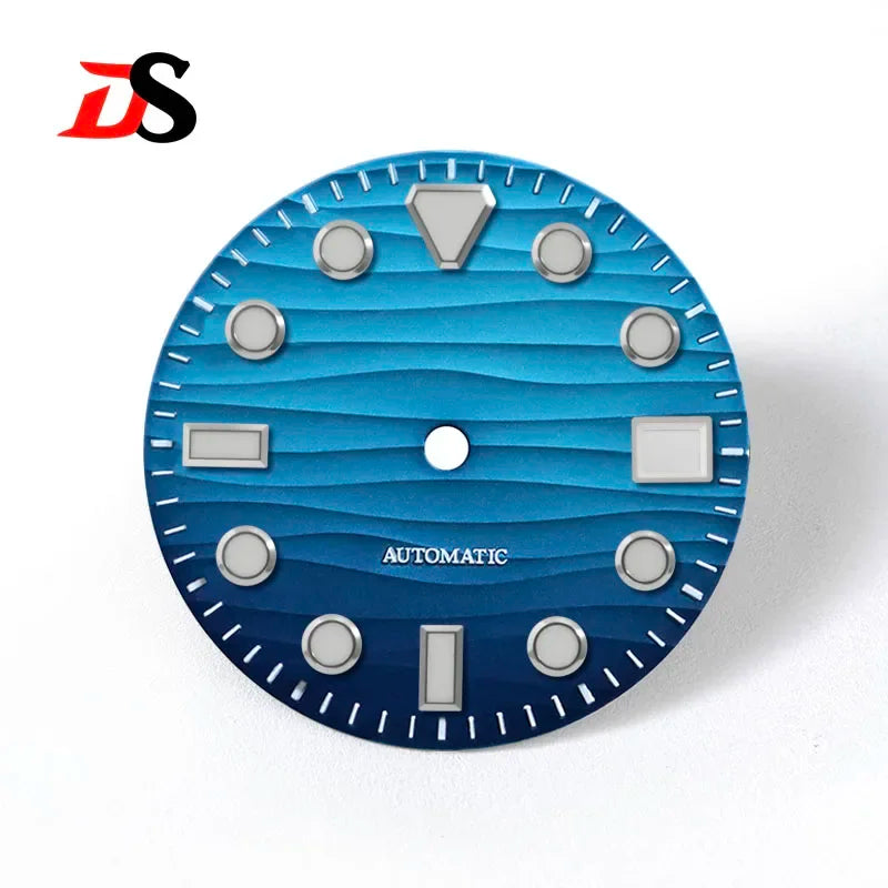 Sea Wave Dial 3.0 O'clock Date Black Lume Dark green glow NH35 28.5mm