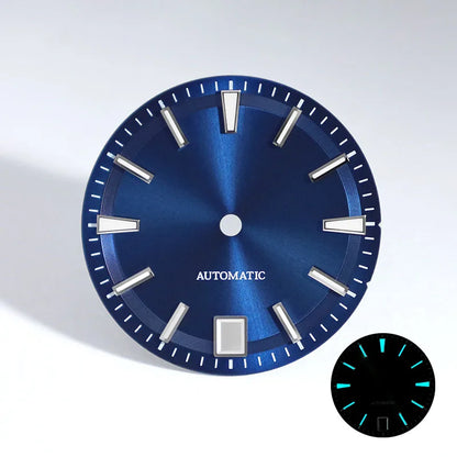 28.5mm Sunburst Dial 6 O'clock Blue Lume NH35 Movement
