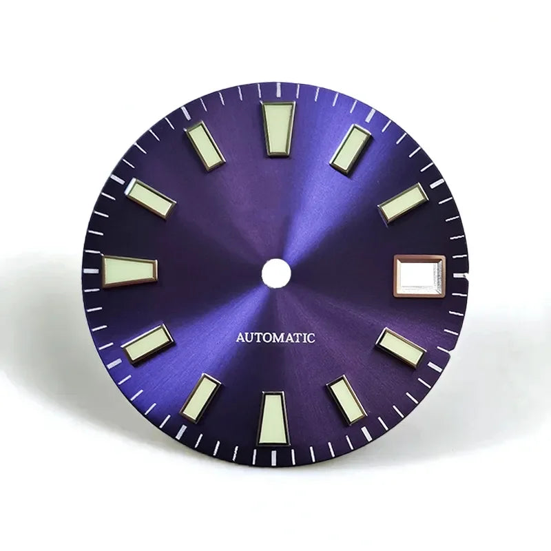 Sunburst Dial Green Lume Modified Watch NH35 Movement 28.5mm Dial