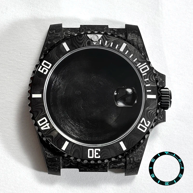 40.5mm Carbon Fiber SUB Diving Case Sapphire Glass for 3135 Movement 28.5-29mm Dial