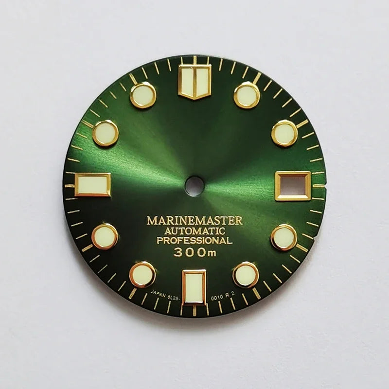 Gold Marinemaster MM Index Dial BGW9 C3 Lume for NH35NH36 Movement 28.5mm