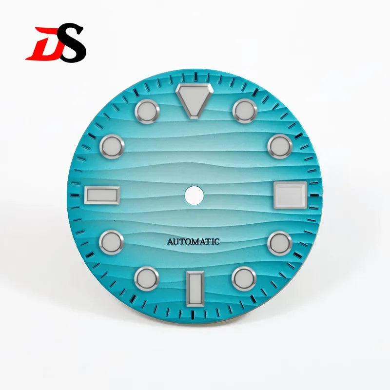 Sea Wave 28.5mm Dial 3.0 O'clock Date Blue Lume NH35 Movement Black Lume
