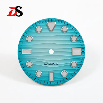 Sea Wave 28.5mm Dial 3.0 O'clock Date Blue Lume NH35 Movement Black Lume