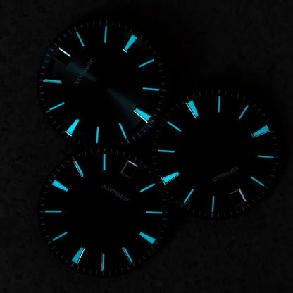28.5mm Sunburst Dial 6 O'clock Blue Lume NH35 Movement