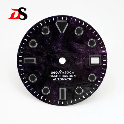 28.5MM Dial Rich Color Lava Carbon Fiber Dial Black Lume High Quality for NH35 Movement No date/3o'clock date