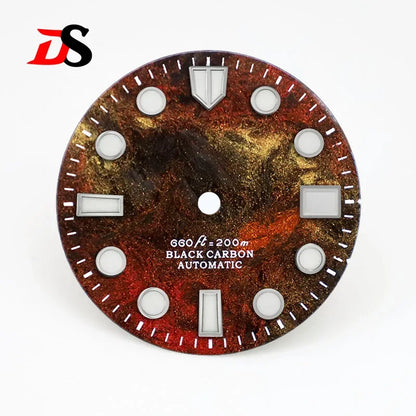 Carbon Fiber Dial Rich Color Lava BWG9 C3 Lume for NH35 Movement 3o'clock Date/No Date 28.5mm