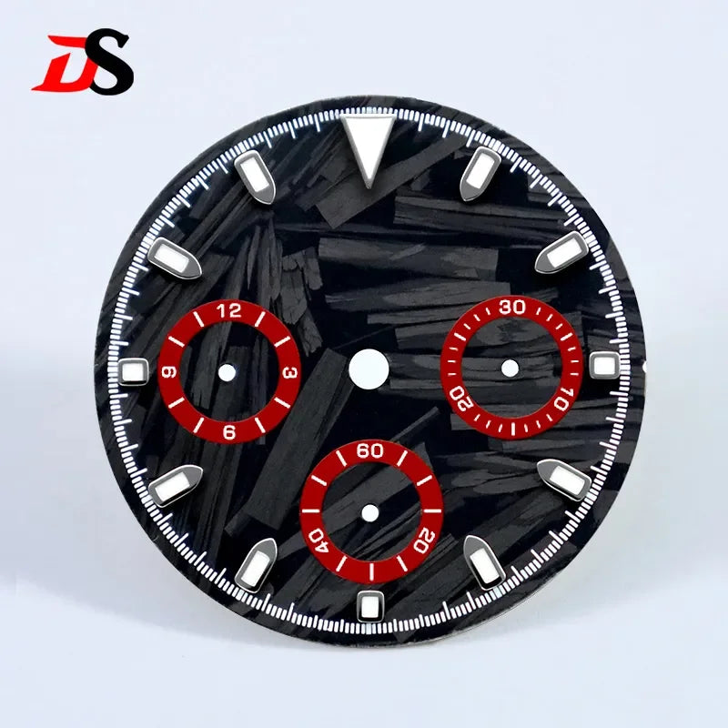 Carbon Fiber Dial Blue Lume for VK63 Movement 29.5mm Black Lume