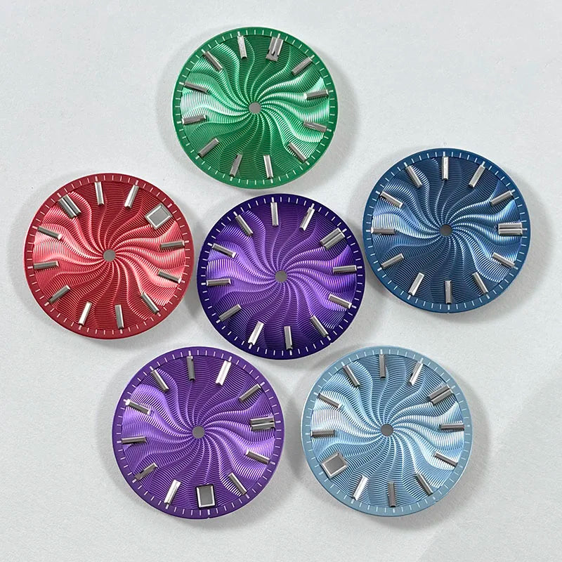 Guilloche Watch Dial 28.5mm No Lume NH35 Sterile Ice Blue Smoky Purple NH34 NH38 No Date