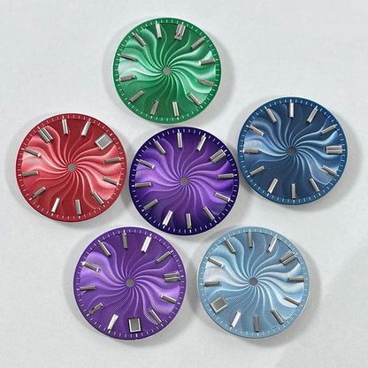 Guilloche Watch Dial 28.5mm No Lume NH35 Sterile Ice Blue Smoky Purple NH34 NH38 No Date