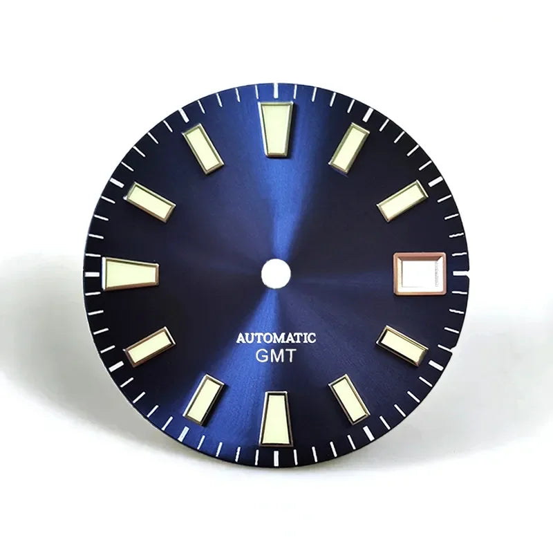 28.5mm Sunburst Dial Green Lume NH34GMT Movement  Modified Watch