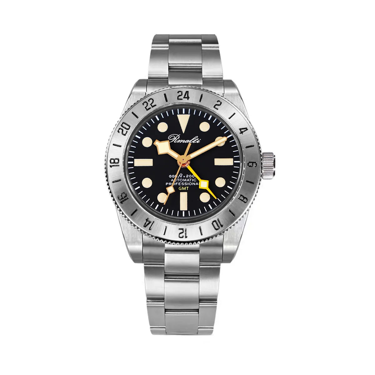 RMALTI 38.5mm Retro Bgw9 C3 Lume Sapphire Glass Bezel Luxury Men's Automatic Mechanical Watch 10ATM GMT NH34A Movement