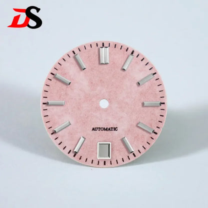 28.5MM Dial Sakura Pink Blue Lume 6 O'clock Date NH35 Movement