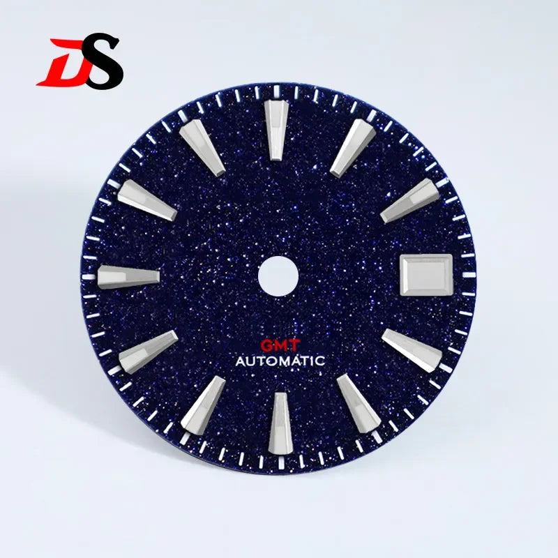 28.5mm Blue Gold Sands Dial Blue Lume Modified Stone for NH34GMT Movement Watch Accessories