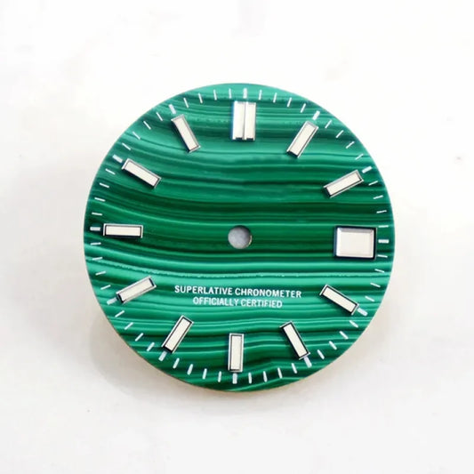 Malachite Dial No Lume for Nh35NH36 Movement Natural Stone BGW9 C3 Lume 28.5mm