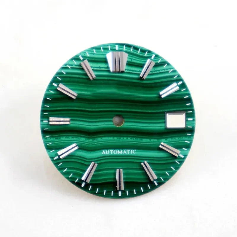 Malachite Dial No Lume for Nh35NH36 Movement Natural Stone BGW9 C3 Lume 28.5mm